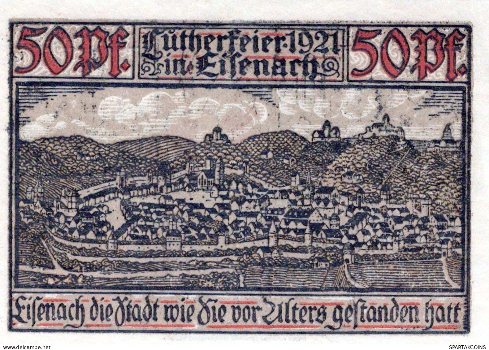 50 PFENNIG 1921 Stadt EISENACH Thuringia UNC DEUTSCHLAND Notgeld Banknote #PB123 - [11] Local Banknote Issues