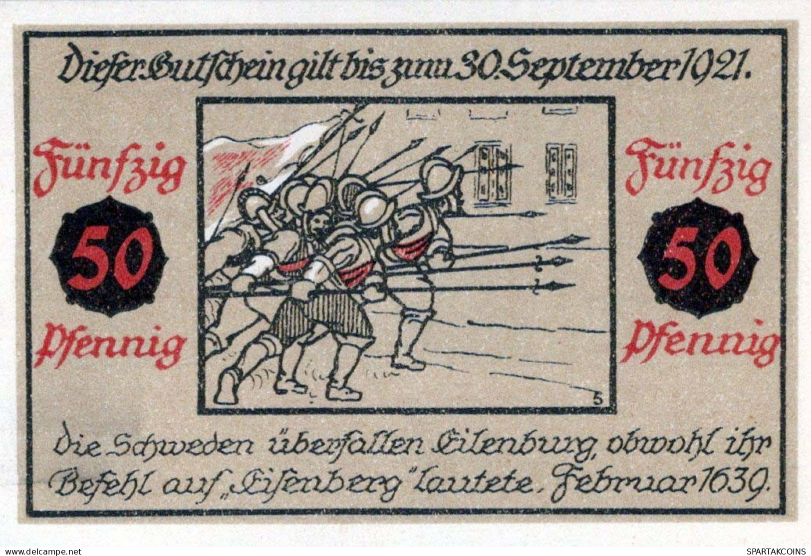 50 PFENNIG 1921 Stadt EILENBURG Saxony UNC DEUTSCHLAND Notgeld Banknote #PB082 - [11] Local Banknote Issues
