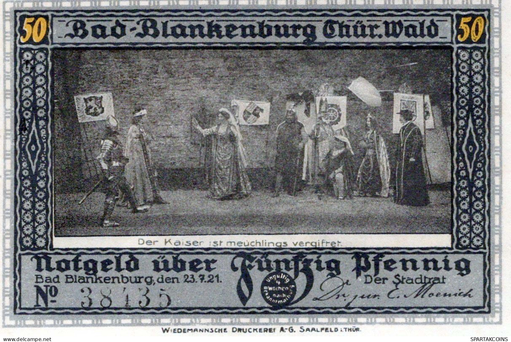 50 PFENNIG 1921 Stadt BAD BLANKENBURG Thuringia UNC DEUTSCHLAND Notgeld #PA238 - [11] Emissions Locales