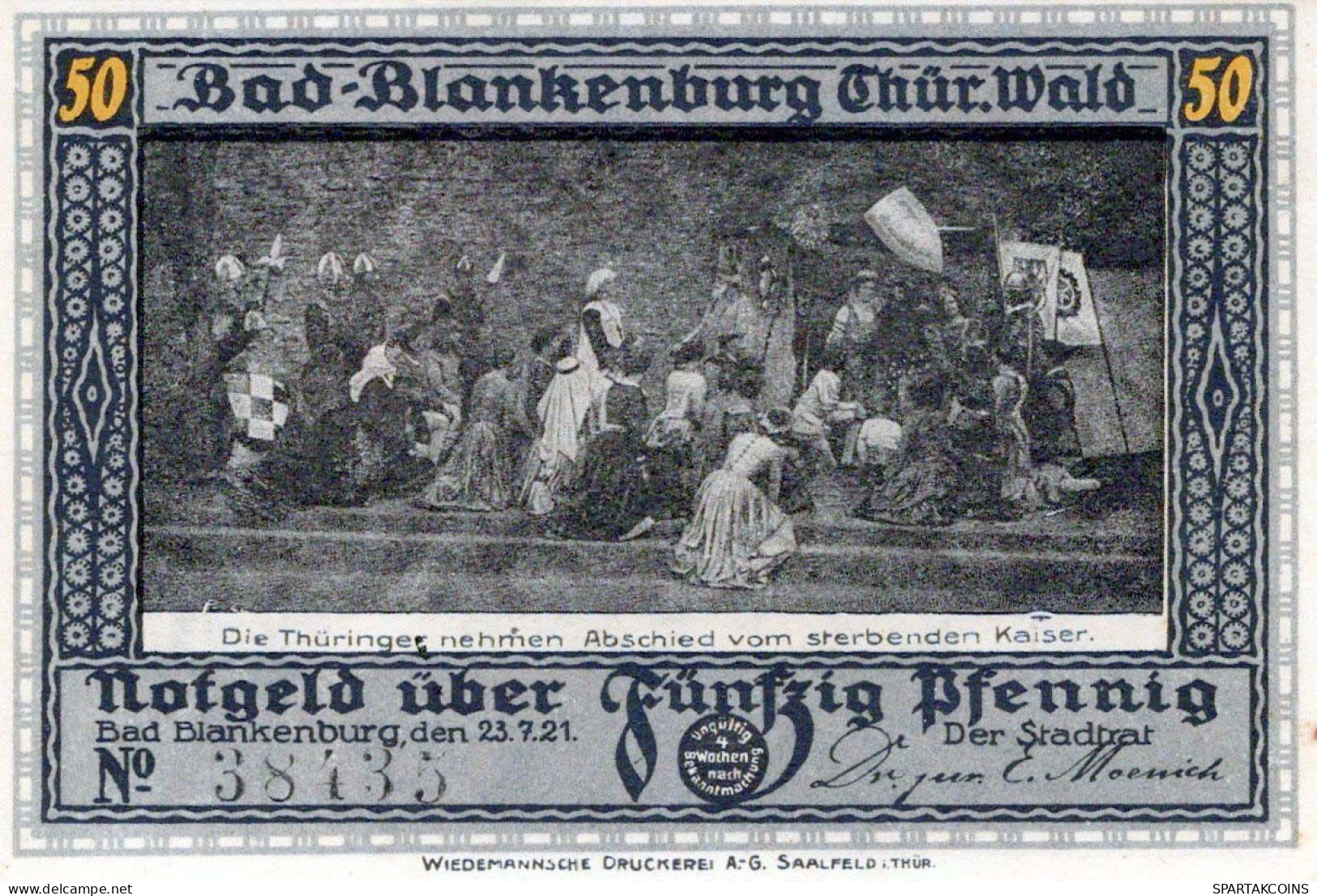 50 PFENNIG 1921 Stadt BAD BLANKENBURG Thuringia UNC DEUTSCHLAND Notgeld #PA237 - [11] Emissions Locales