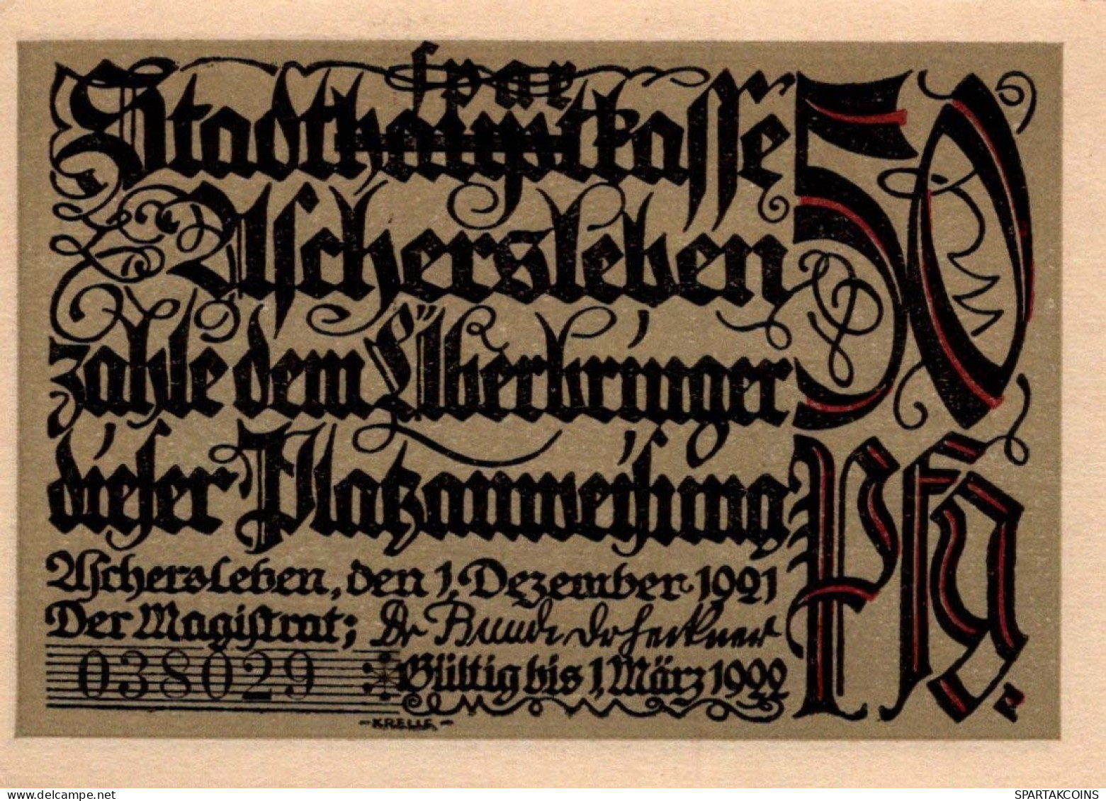 50 PFENNIG 1921 Stadt ASCHERSLEBEN Saxony UNC DEUTSCHLAND Notgeld #PA106 - [11] Local Banknote Issues