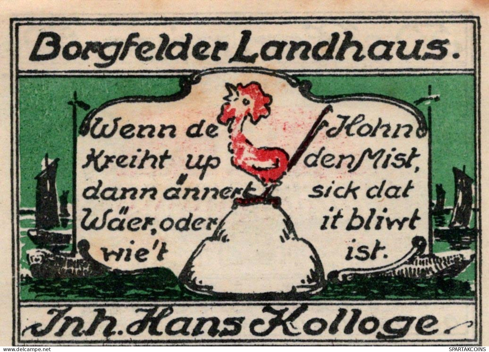 50 PFENNIG 1921 BORGFELDER LANDHAUS BREMEN UNC DEUTSCHLAND #PH140 - [11] Local Banknote Issues