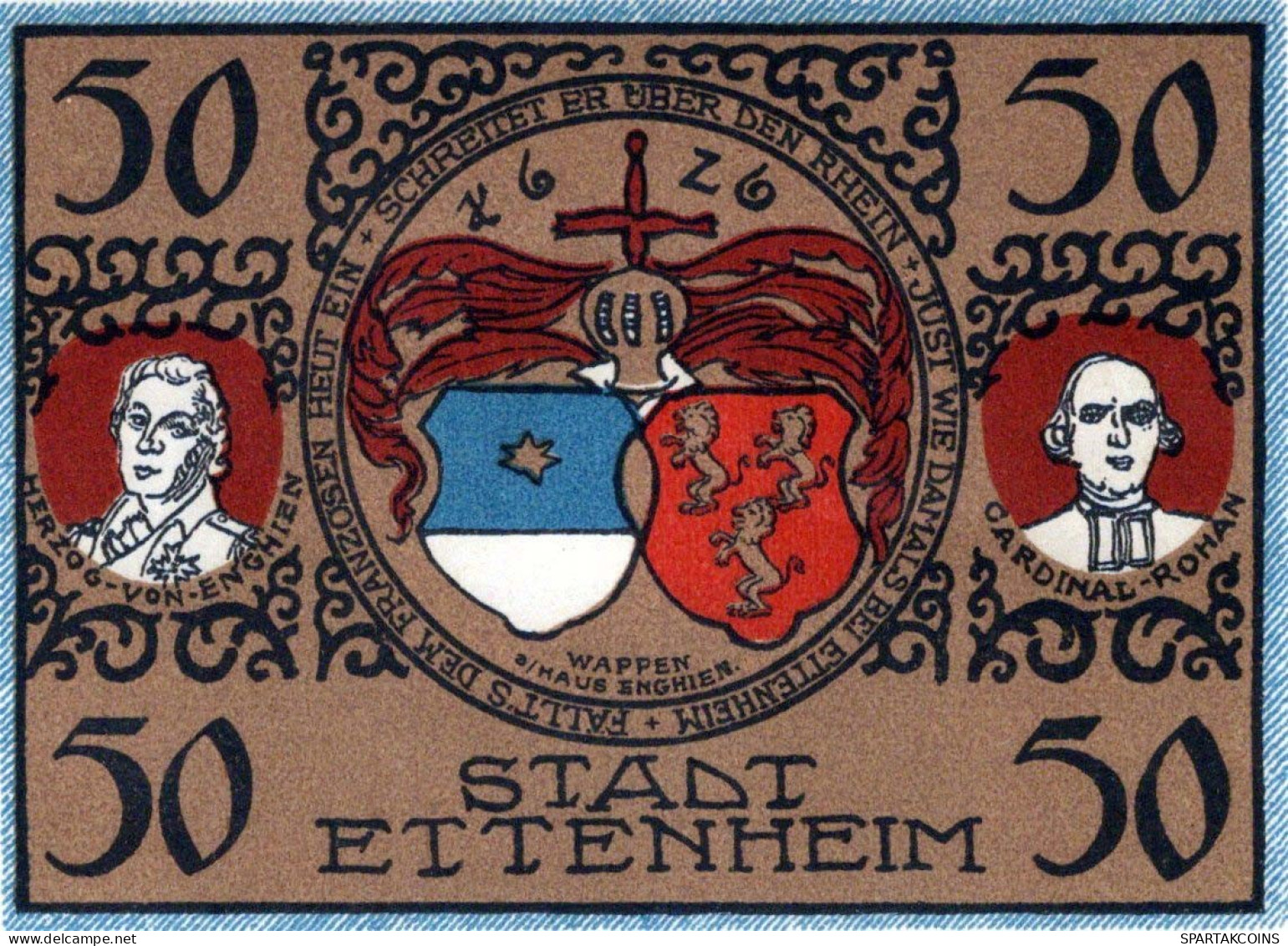 50 PFENNIG 1921 Stadt ETTENHEIM Baden UNC DEUTSCHLAND Notgeld Banknote #PB357 - [11] Emissioni Locali