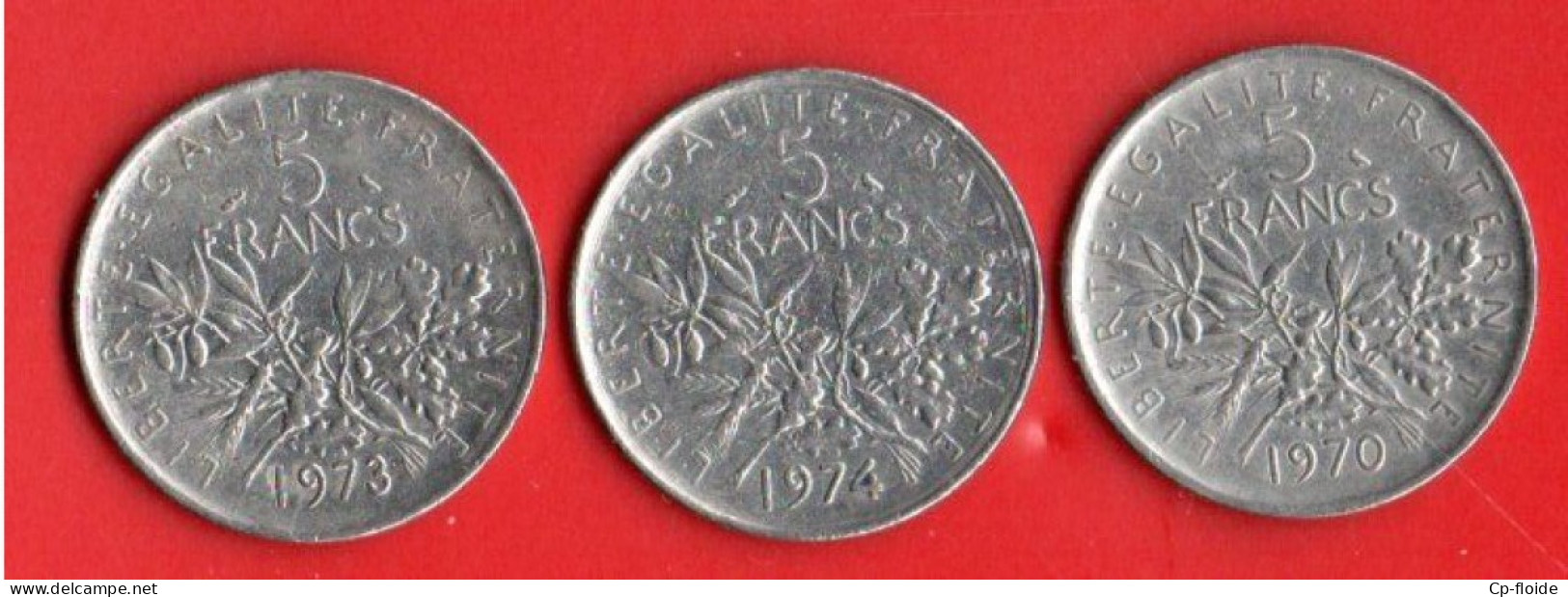 FRANCE . 5 FRANCS SEMEUSE DE ROTY .1970/1973/1974 . 3 PIÈCES - Réf. N°279B - - 5 Francs