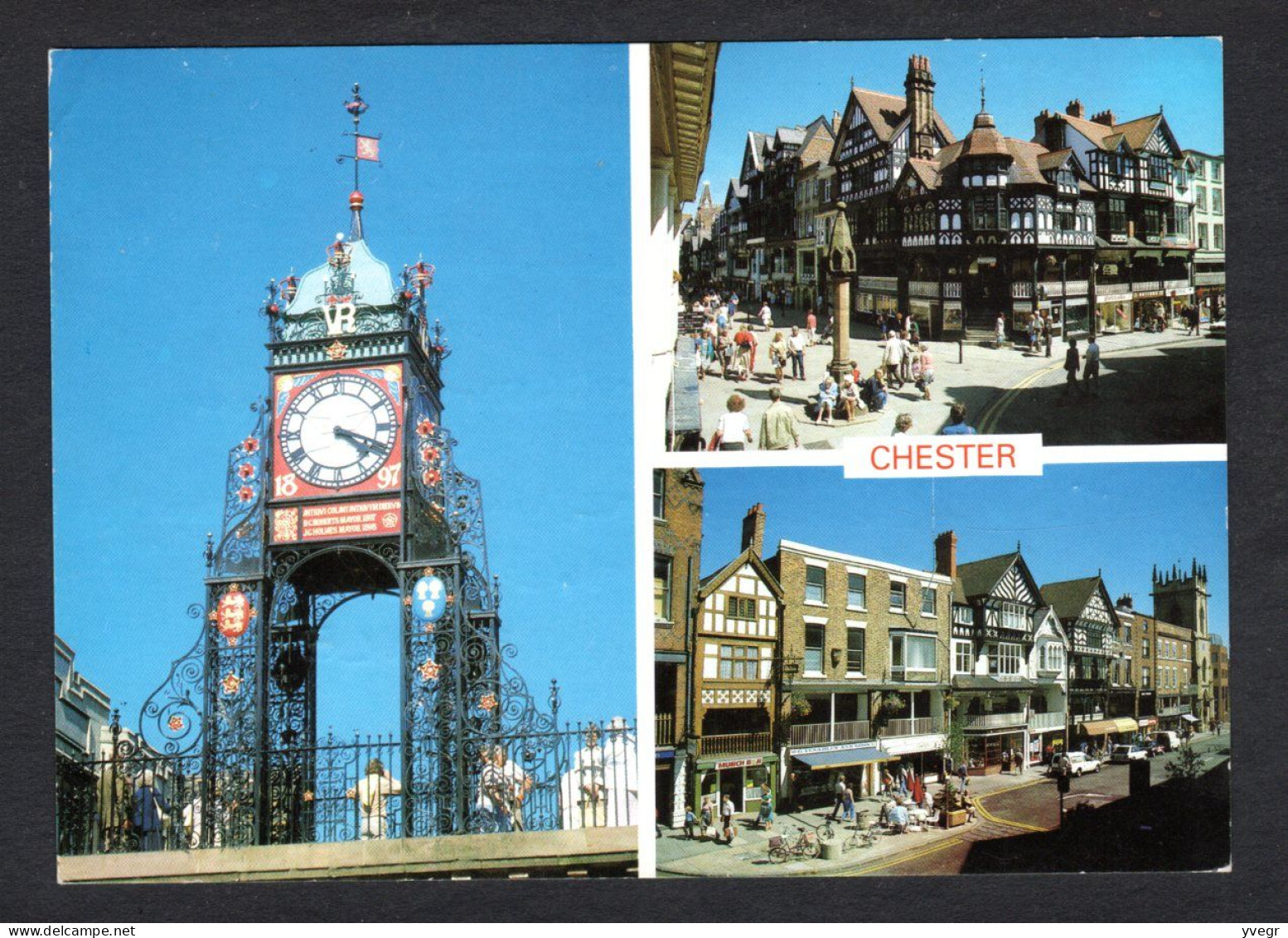 Angleterre - CHESTER - Multi Vues - Vues Diverses De La Ville- Clock Tower, The Cross, Bridge St. - Chester