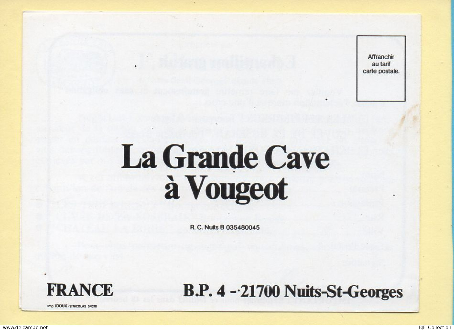 21. NUITS-SAINT-GEORGES – Fêtes De Vendanges / La Grande Cave à Vougeot / Carte Feuillet Double (voir Scan Recto/verso) - Nuits Saint Georges
