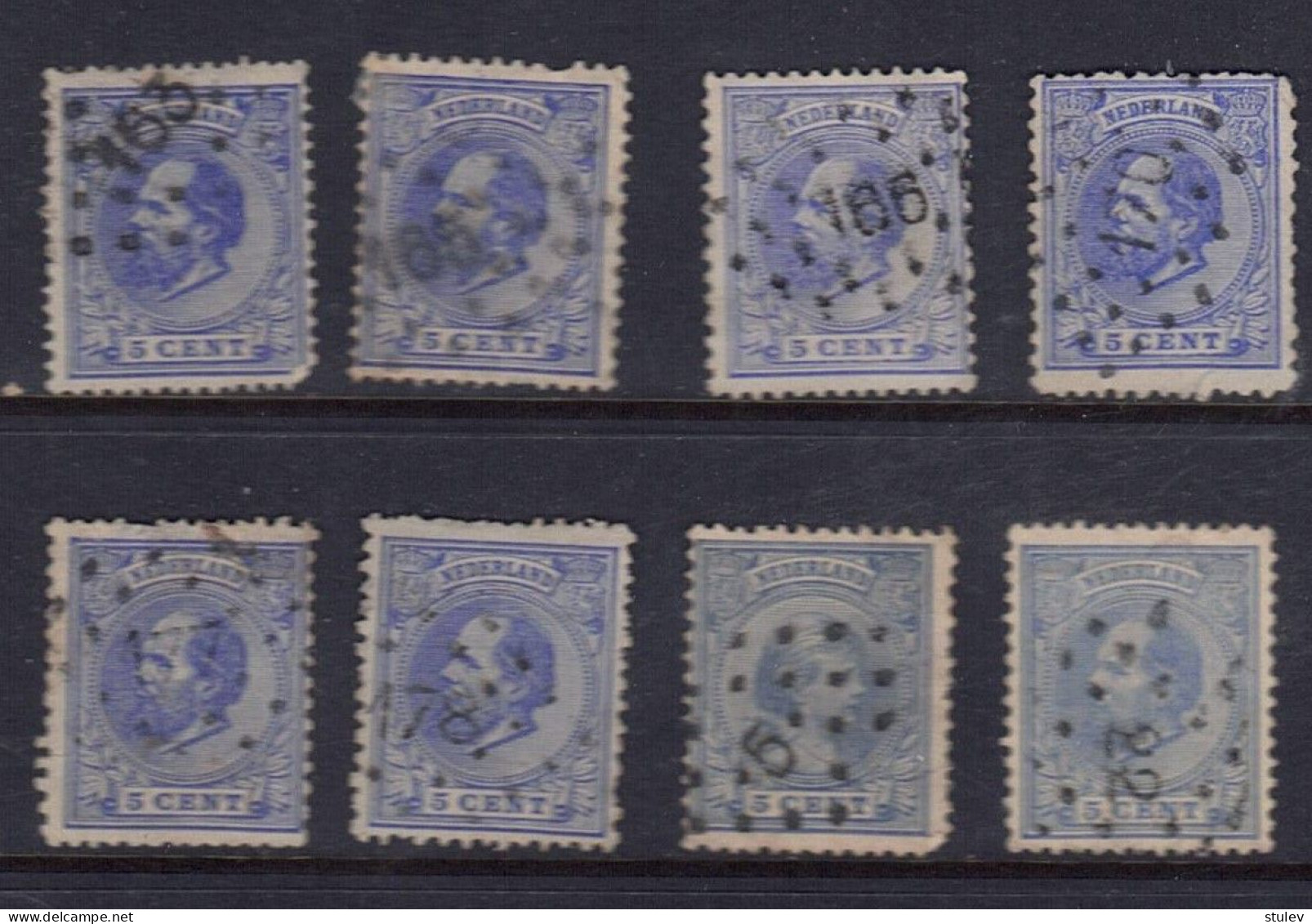 Netherlands 8 Different Puntstrmpels(number Cancels) - Oblitérés