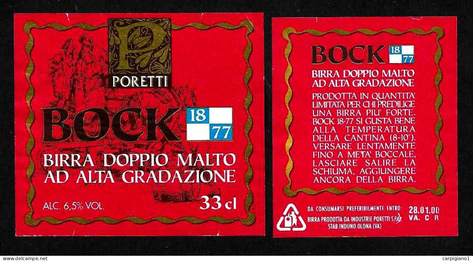 ITALIA ITALY - 2000 Etichetta Birra Beer Bière SPLUGEN Bock PORETTI - Birra