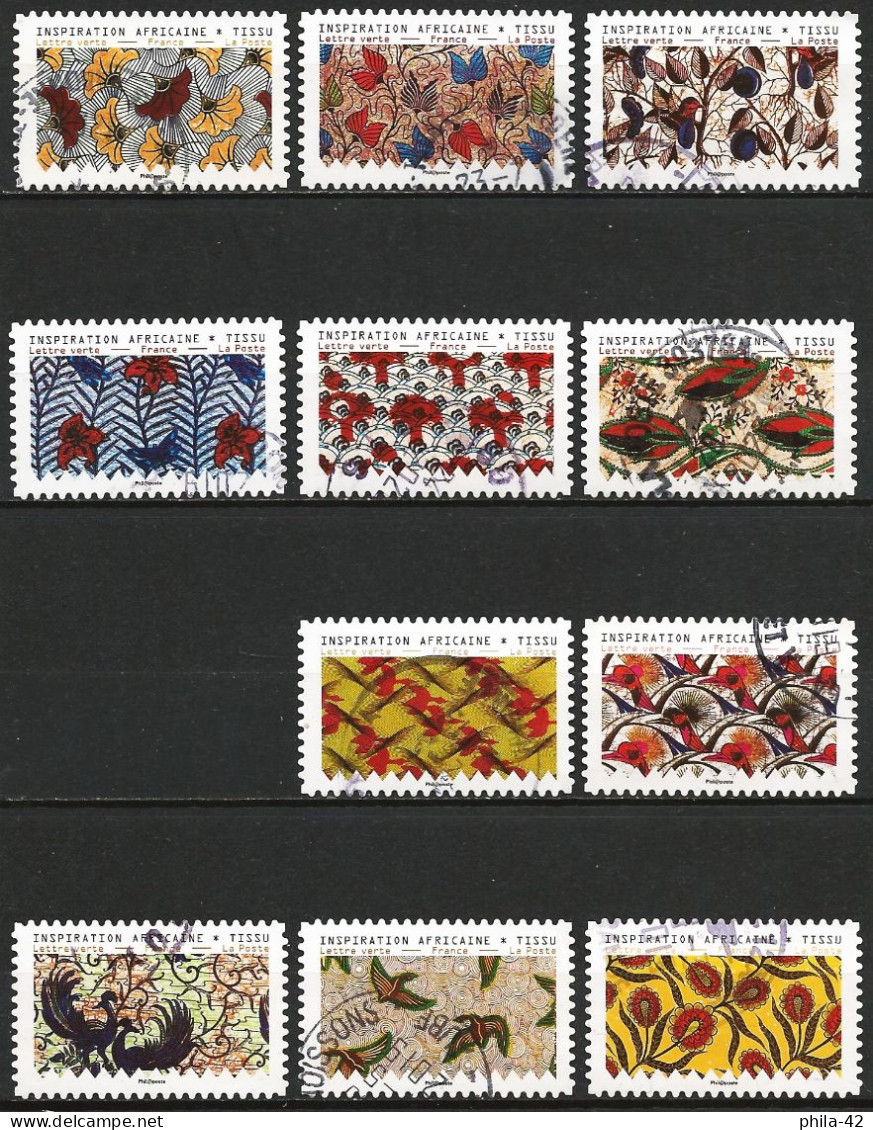 France 2019 - Mi 7226/37 - YT Ad 1657/68 ( African-Inspired Textiles ) Cachets Ronds - Used Stamps