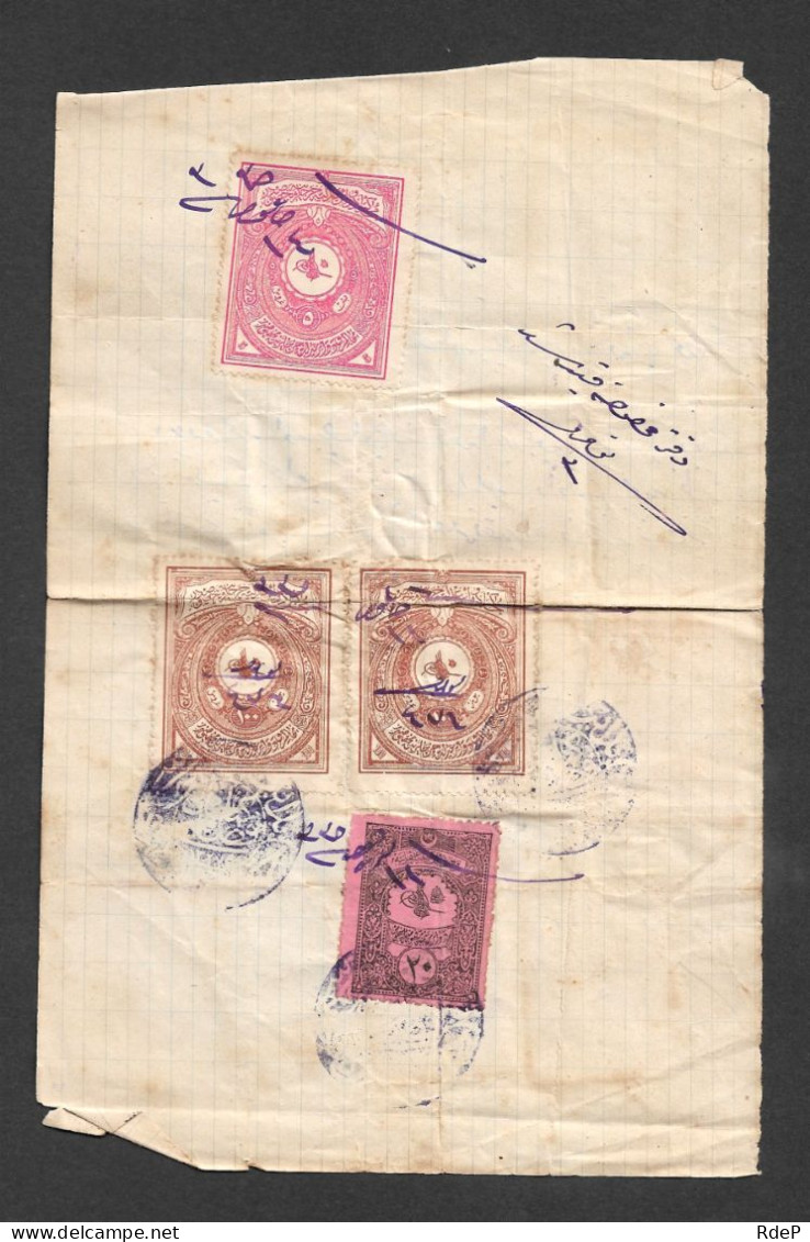 Ottoman Empire Fiscal Revenue Stamps On Document - Briefe U. Dokumente