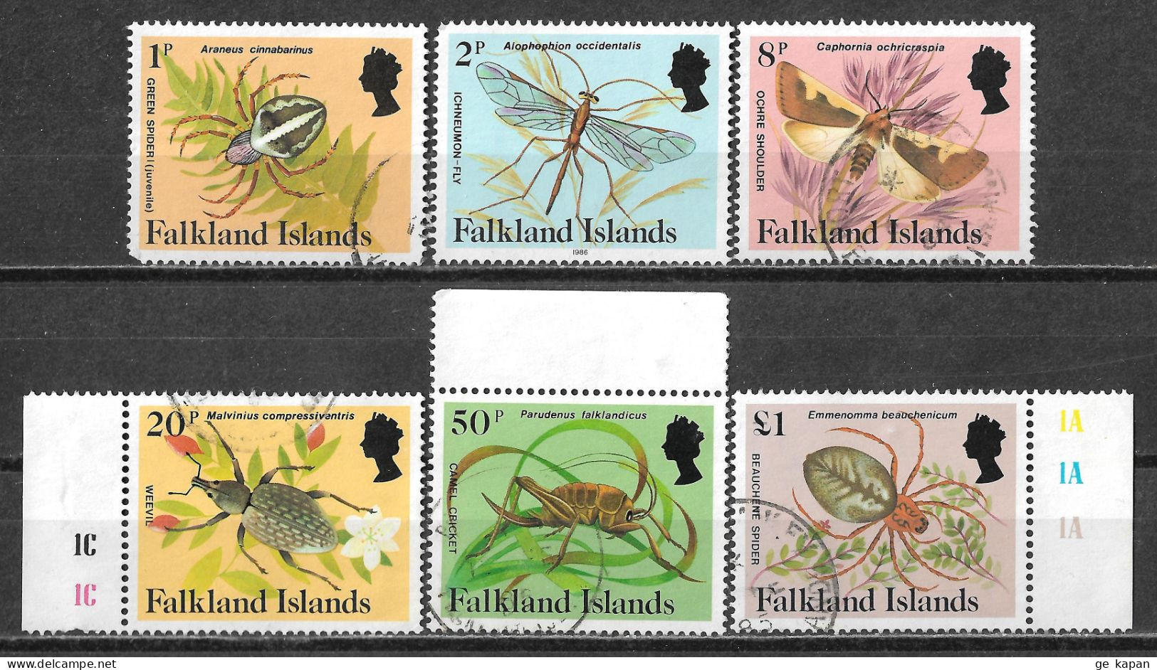 1984 FALKLAND ISLANDS 6 USED STAMPS (Michel # 391II,397,400,402,403) CV €15.60 - Falklandinseln