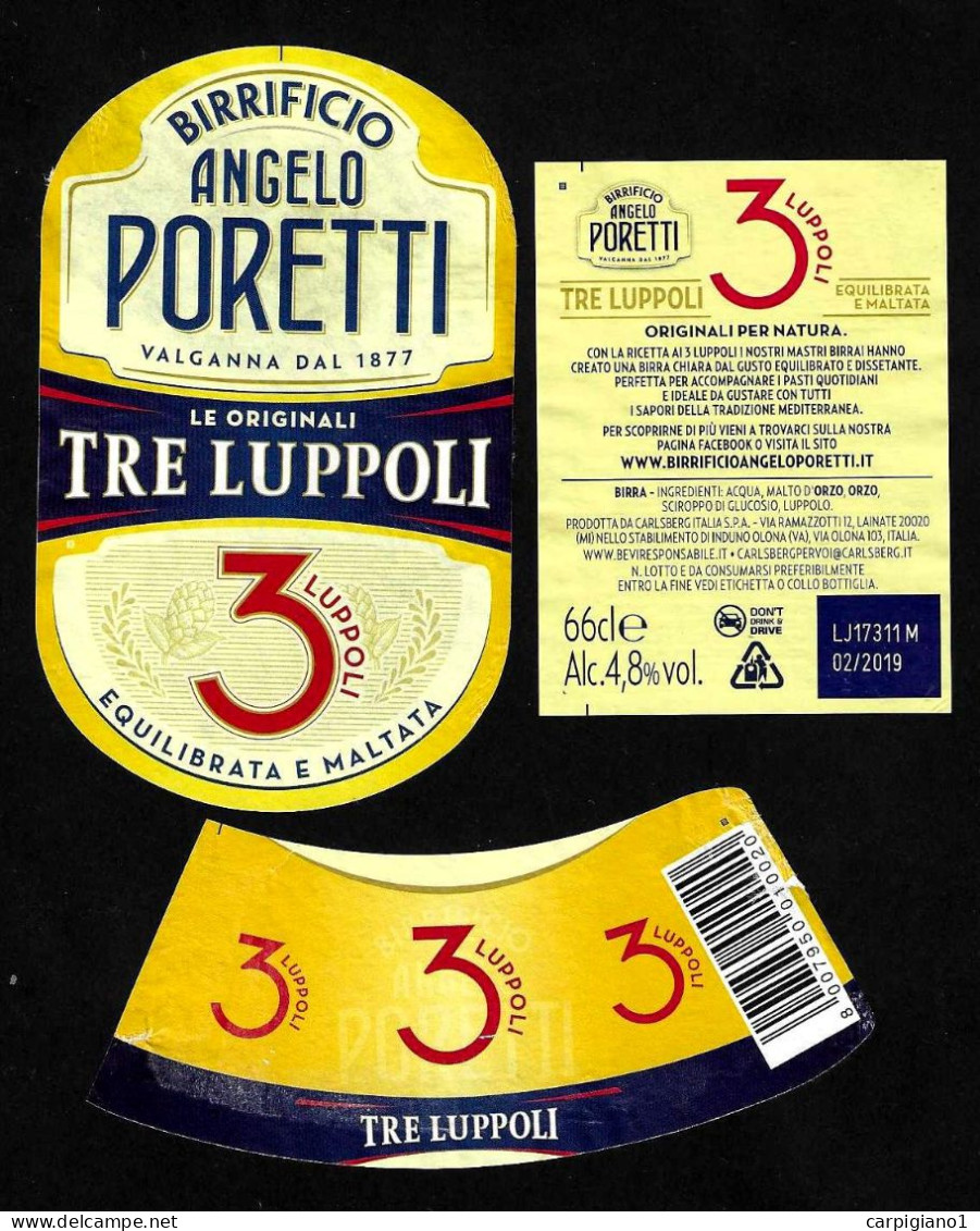 ITALIA ITALY - 2018 Etichetta Birra Beer Bière ANGELO PORETTI 3 Luppoli - Birra