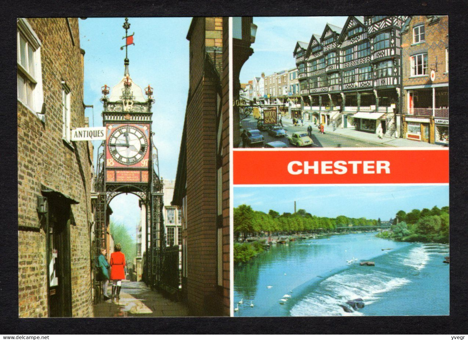 Angleterre - CHESTER - Multi Vues - Bridge Street Rows, The Clock, River Dee ( Postée En 1993) Antiquités - Chester