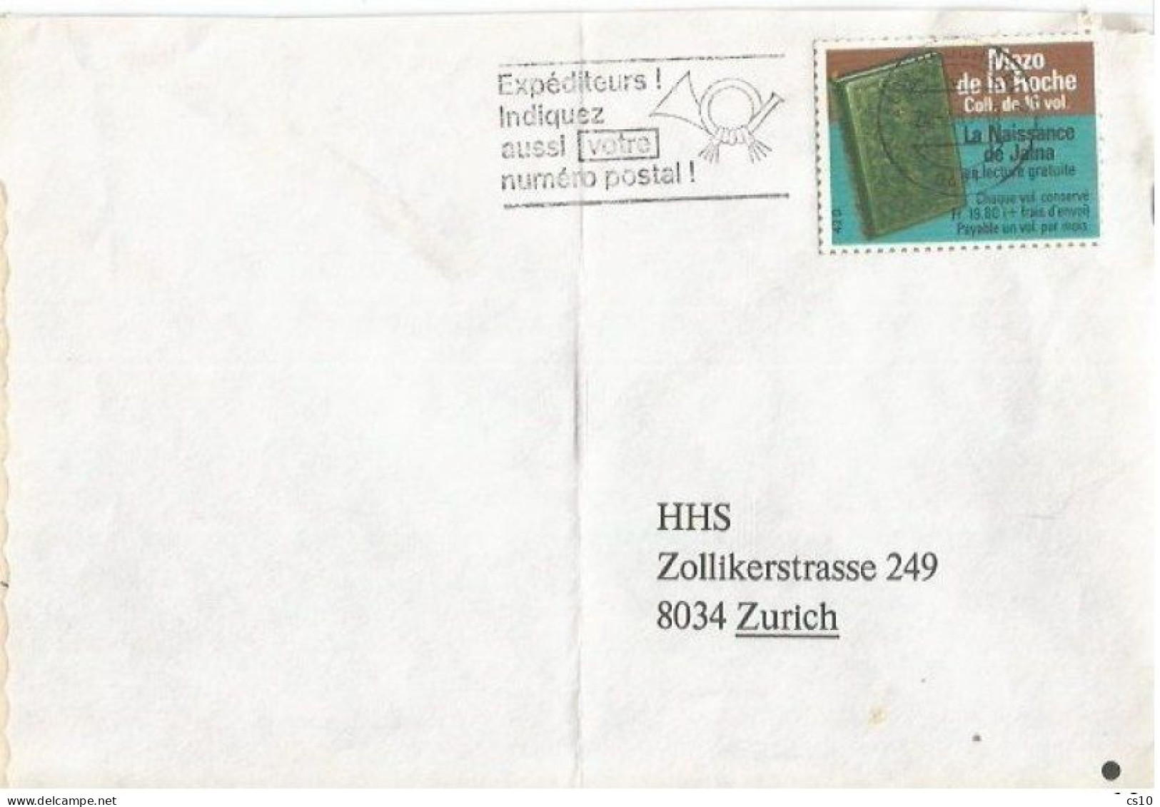 Suisse Neuchatel 24frb1980 POSTAL FRAUD With No Value Label On CV To Zurich - Franquicia