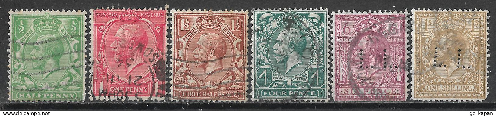 1924 GREAT BRITAIN Set Of 6 Used Stamps (Scott # 187-189,193,195,200) CV $11.30 - Gebraucht