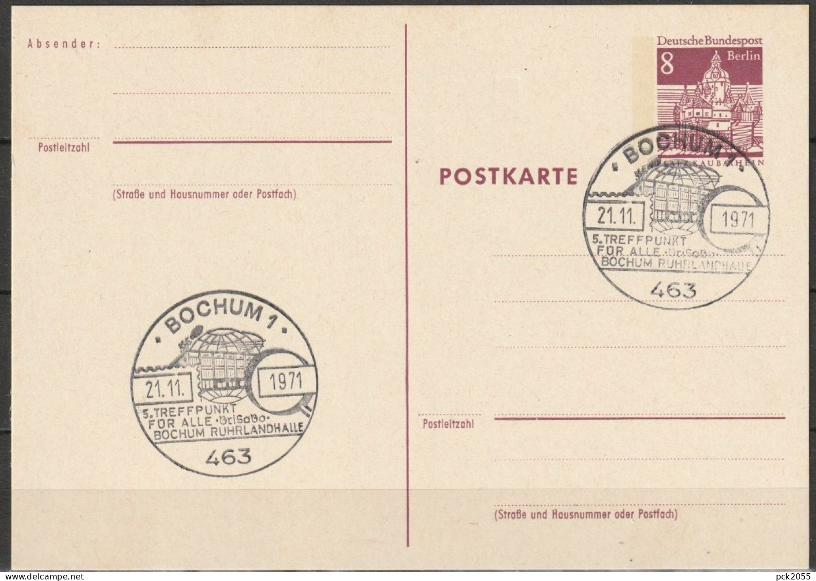 Berlin Ganzsache 1969 Mi.-Nr. P 76 Sonderstempel BOCHUM1 21.11.71  ( PK 233 ) - Cartoline - Usati