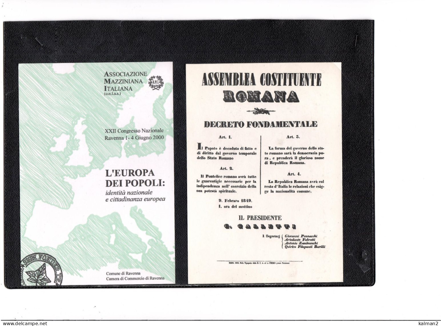 TEM20010 - RAVENNA 2.6.2000 / ASSOCIAZIONE MAZZINIANA ITALIANA - XXII CONGRESSO NAZIONALE - Sonstige & Ohne Zuordnung