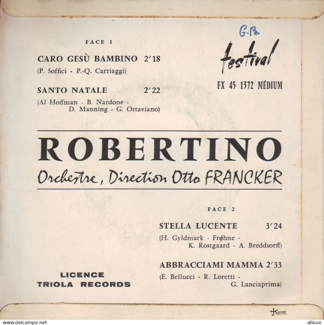 ROBERTINO - FR EP - CARO GESU BAMBIBO + 3 - Autres - Musique Italienne