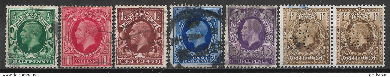 1934-1936 GREAT BRITAIN Set Of 7 Used Stamps (Scott # 210-212,214,215,220) CV $7.40 - Usati