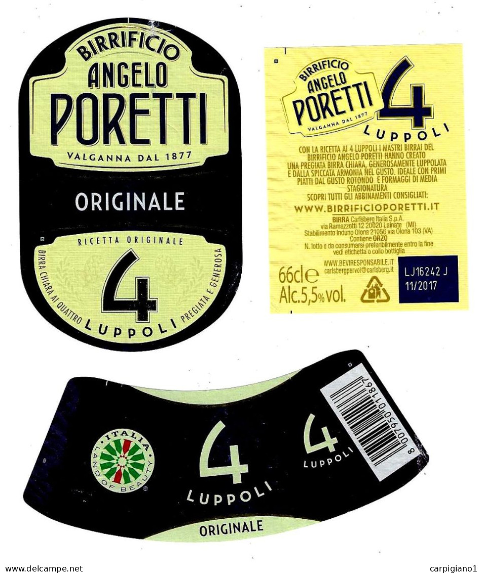 ITALIA ITALY - 2017 Etichetta Birra Beer Bière ANGELO PORETTI 4 Luppoli - Birra