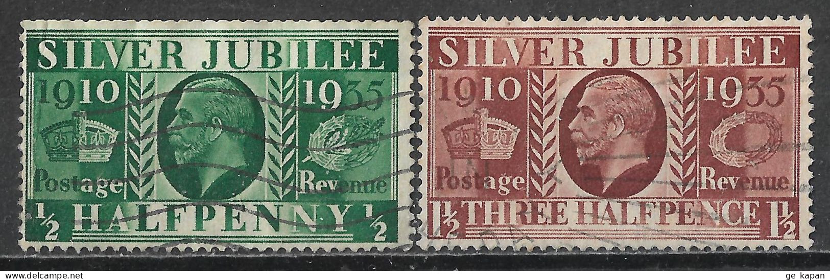 1935 GREAT BRITAIN Set Of 2 Used Stamps (Scott # 226,228) - Oblitérés