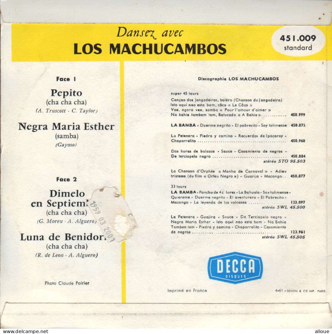 LOS MACHUCAMBOS - FR EP - PEPITO + 3 - Wereldmuziek