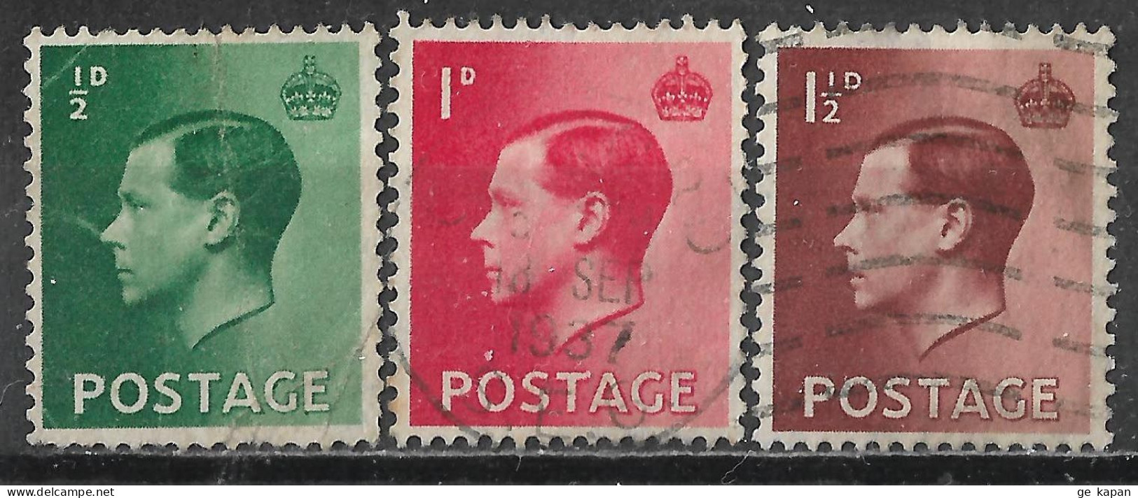1936 GREAT BRITAIN Set Of 3 Used Stamps (Scott # 230-232) - Gebruikt