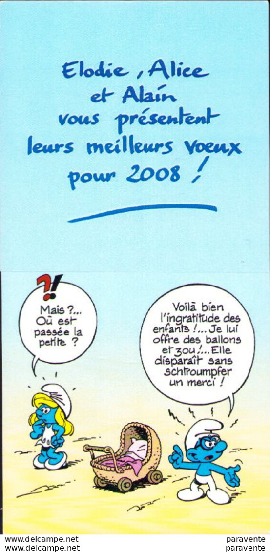 SCHTROUMPFS : Carte Voeux 2008 - Cartoline Postali