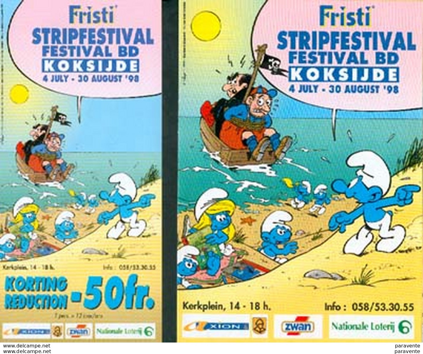 SCHTROUMPFS : Flyer + Programme Salon KOKSIJDE 1998 - Schtroumpfs, Les - Los Pitufos