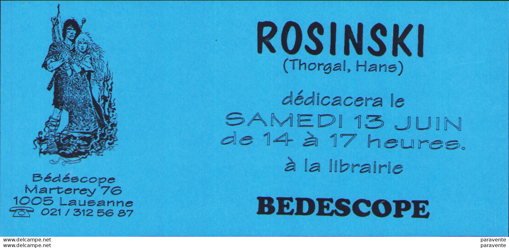 ROSINSKI : Carte Invitation Dédicace Librairie BEDESCOPE Pour THORGAL - Ansichtskarten