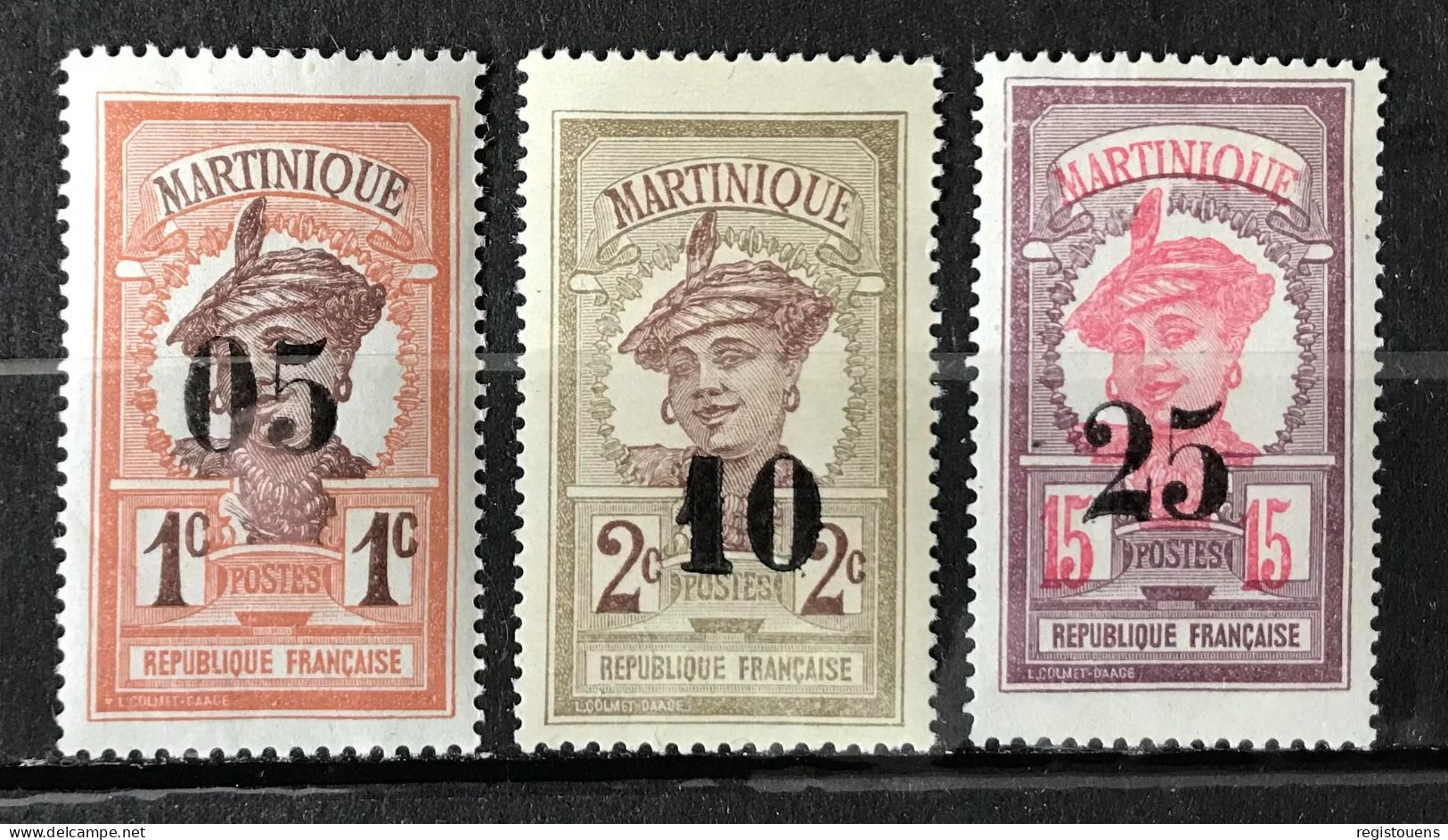 Lot De 3 Timbres Neufs* Martinique 1920 - Ongebruikt
