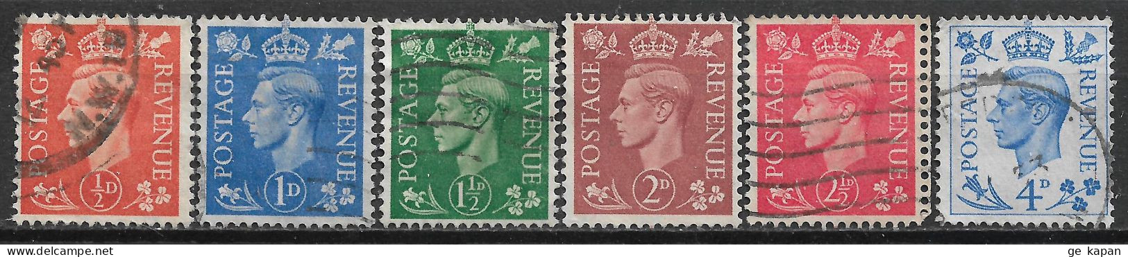 1950-1951 GREAT BRITAIN Complete Set Of 6 Used Stamps (Scott # 280-285) CV $4.00 - Usati