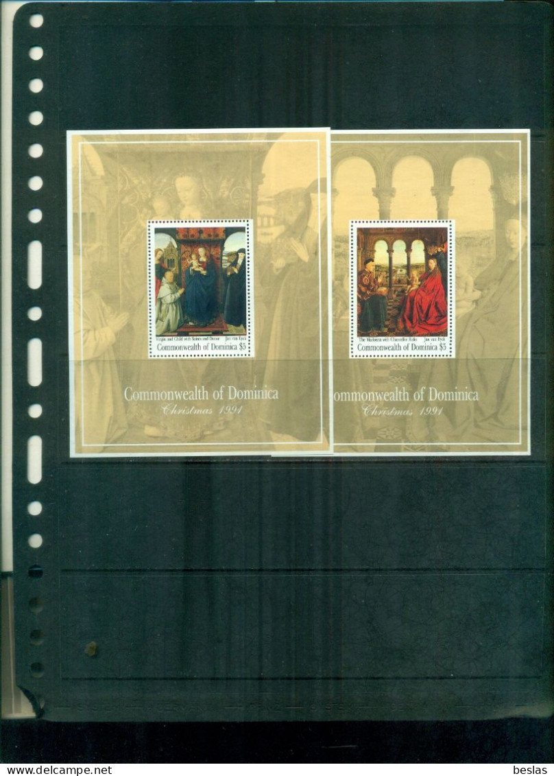 DOMINICA  NOEL 91 TABLEAUX DE J.VAN EYCK 2 BF NEUFS A PARTIR DE 2,50 EUROS - Dominique (1978-...)