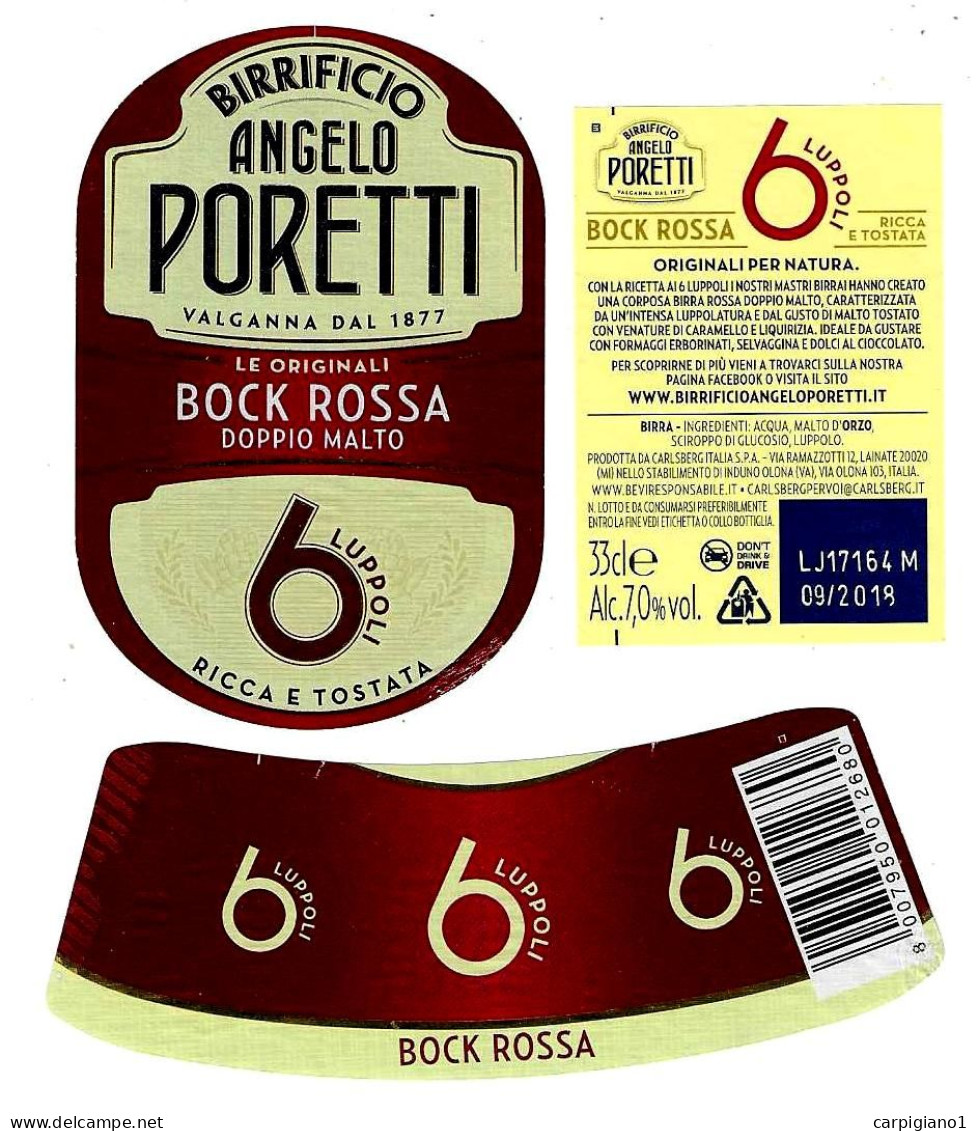 ITALIA ITALY - 2018 Etichetta Birra Beer Bière ANGELO PORETTI 6 Luppoli Bock Rossa - Birra