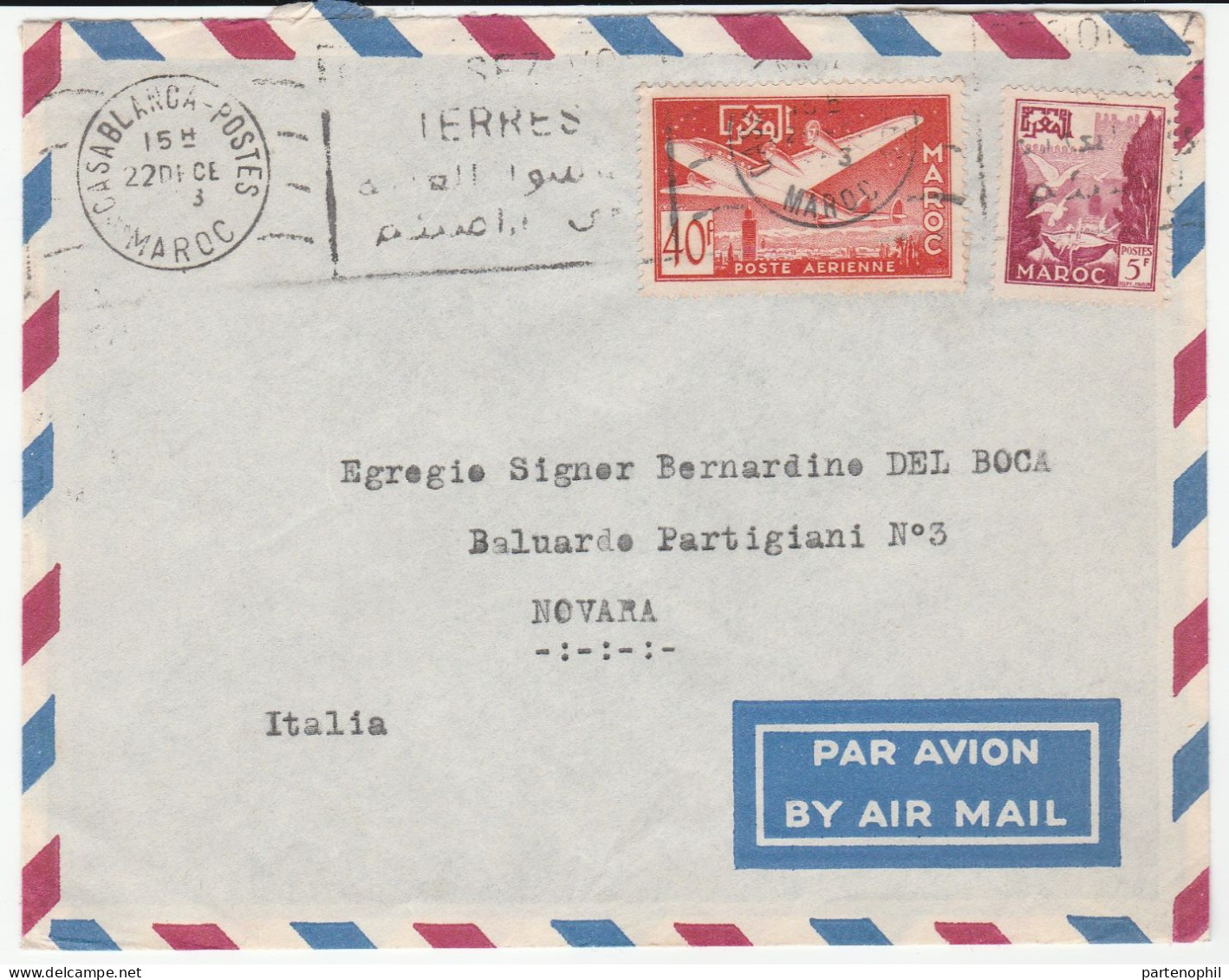 Maroc Marokko Marocco 1953   - Postal History  Postgeschichte - Storia Postale - Histoire Postale - Lettres & Documents