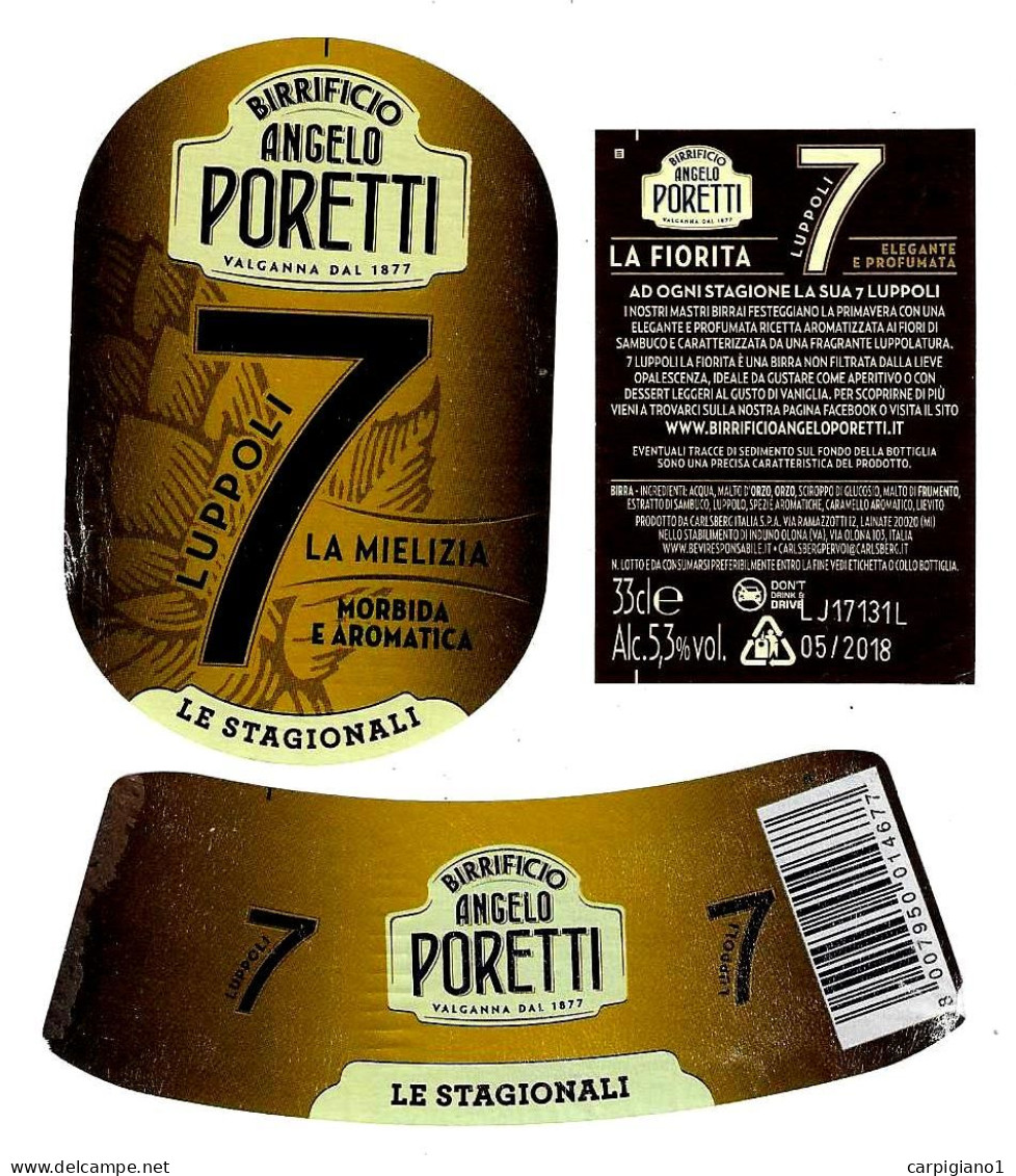 ITALIA ITALY - 2018 Etichetta Birra Beer Bière ANGELO PORETTI 7 Luppoli La Mielizia - Birra