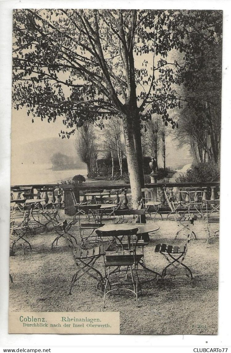 Coblenz Ou Coblence (Allemagne, Rhénanie-Palatinat) : Rheinanlagen Durchblick Nach Der Insel Oberwerth Im 1910 PF. - Koblenz