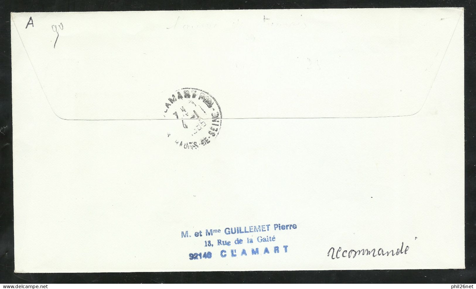 TAAF Lettre Recommandée "DUMONT-D'URVILLE-T.ADELIE-TAAF"le 01/01/1985 Pour Clamart Le 04/01/85  Le PA 89 + Marques RR TB - Lettres & Documents