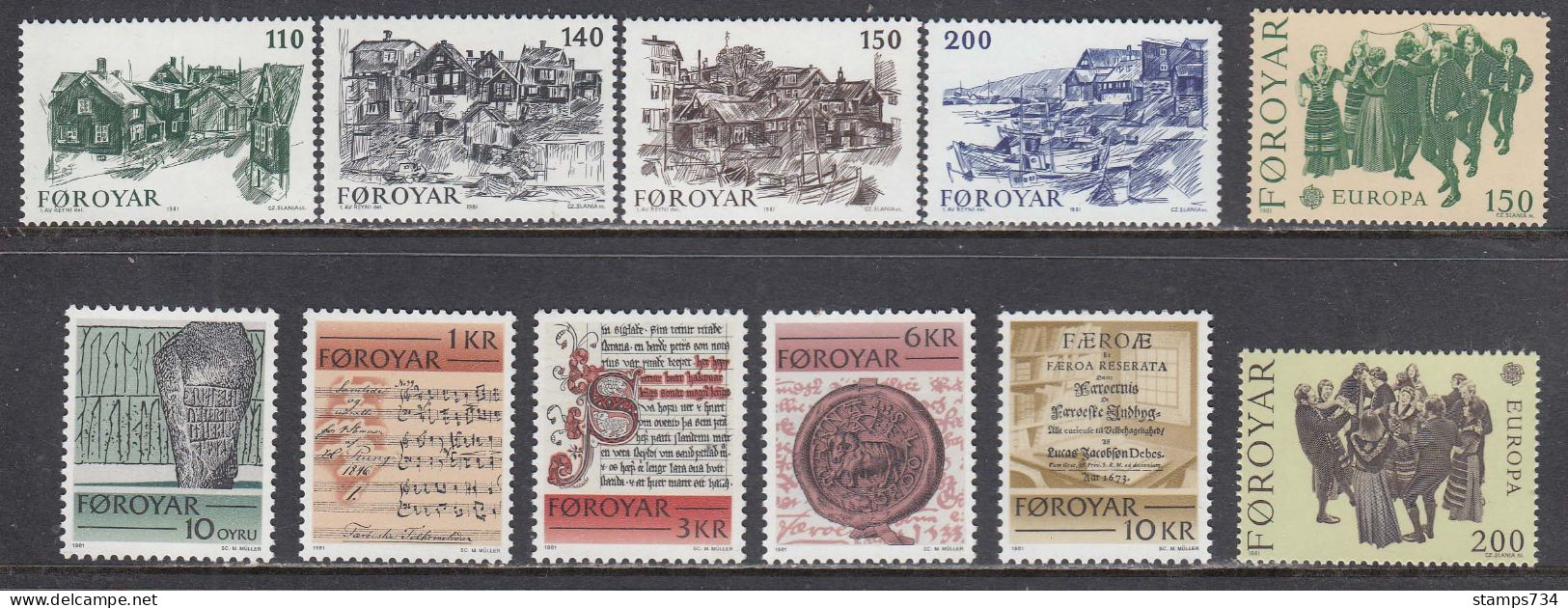 Faroe Islands 1981 - Full Year (11 Stamps), MNH** - Färöer Inseln