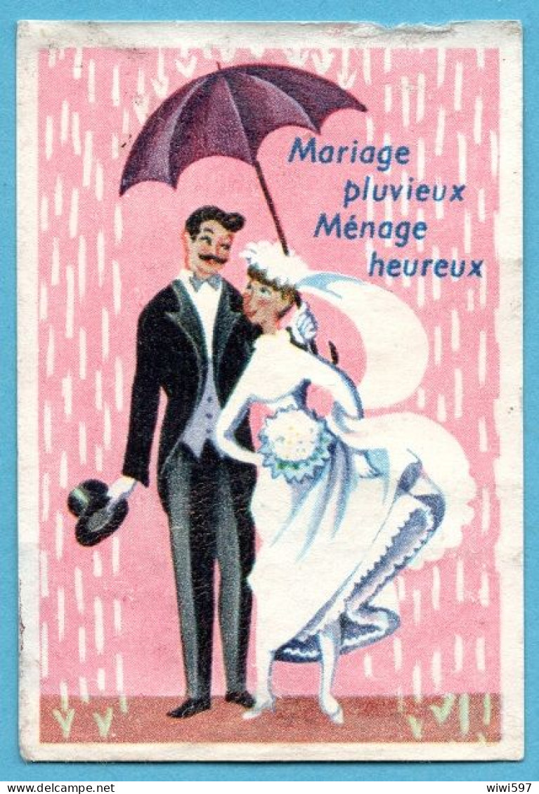 ÉTIQUETTE DE BOITE D'ALLUMETTES - PROVERBES - MARIAGE PLUVIEUX MENAGE HEUREUX - Matchbox Labels