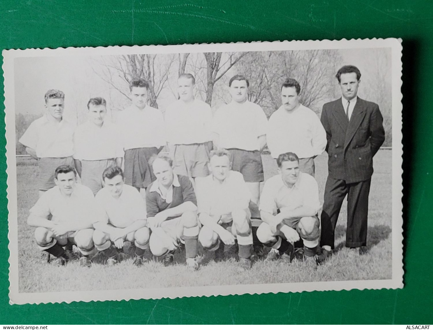 Carte Photo , équipe De Football  Et L'entraineur - Calcio