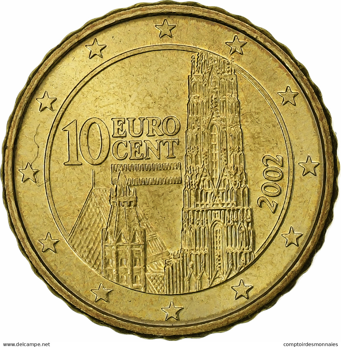 Autriche, 10 Euro Cent, 2002, Vienna, SPL, Laiton, KM:3139 - Austria