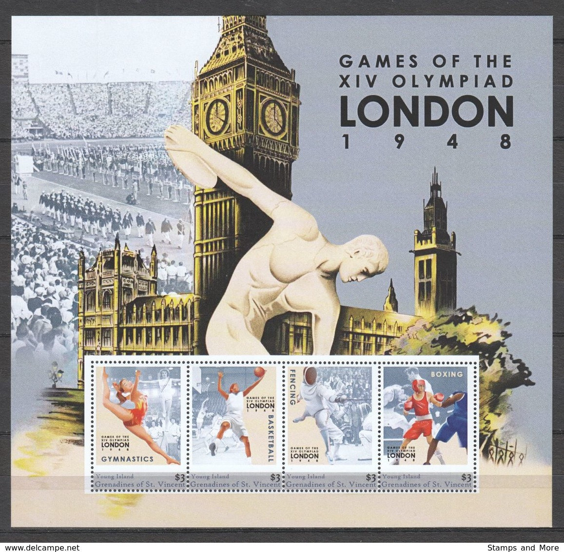 St Vincent Grenadines (Young Island) - MNH Sheet 1 SUMMER OLYMPICS LONDON 1948 - Verano 1948: Londres