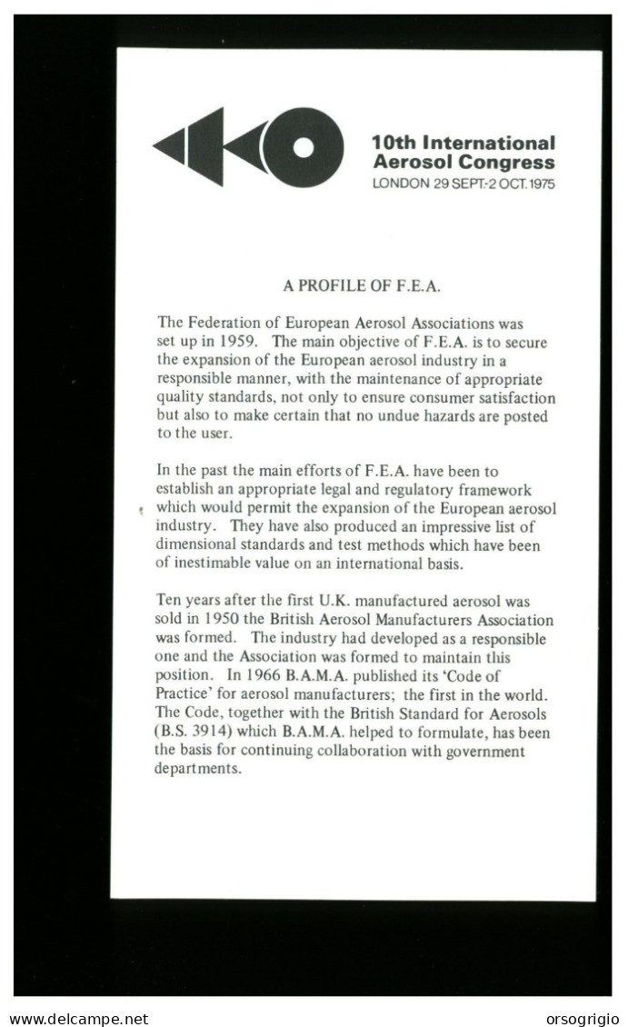 GRAN BRETAGNA - GREAT BRITAIN - INTERNATIONAL AEROSOL CONGRESS   1975 - Fabbriche E Imprese