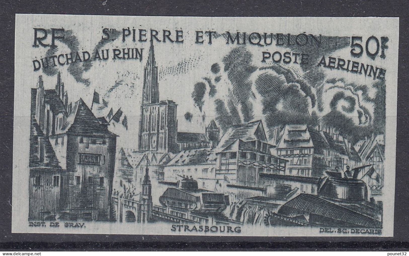 TIMBRE ST PIERRE & MIQUELON POSTE AERIENNE N° 17 NON DENTELE NEUF ** GOMME SANS CHARNIERE - Unused Stamps
