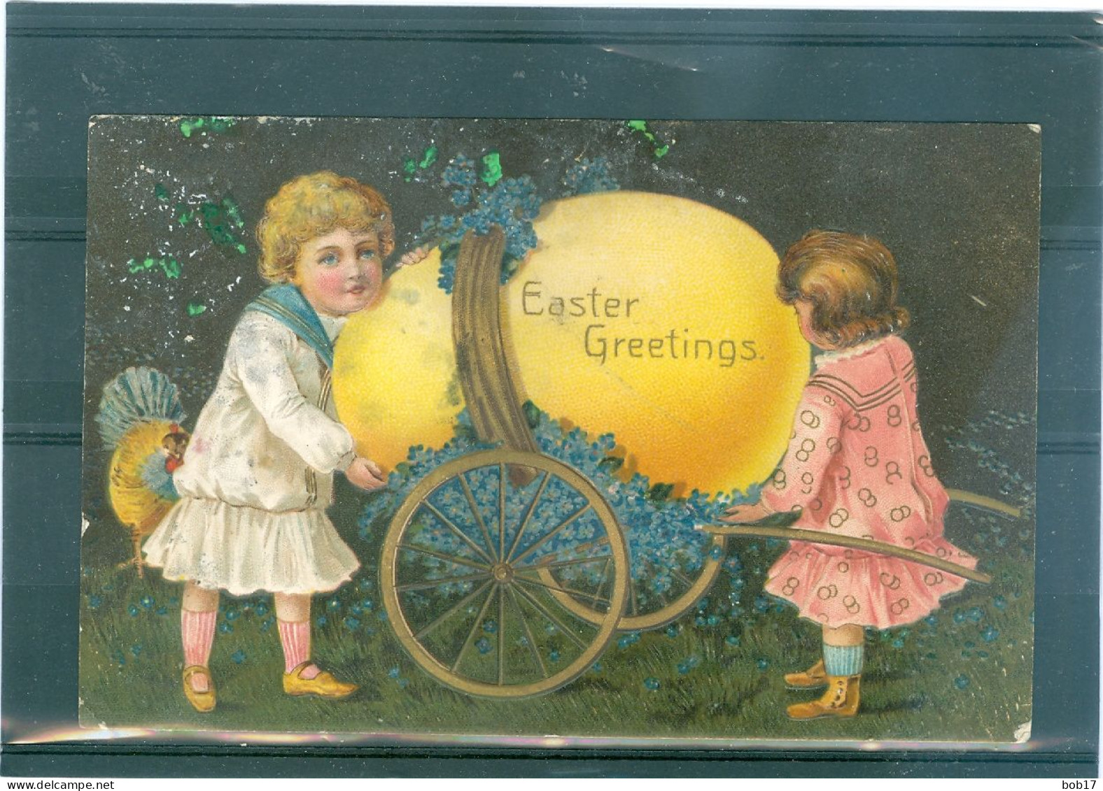 Relief - Gaufrée - Embossed - Prage - Poussins - Enfants - BE - Ostern