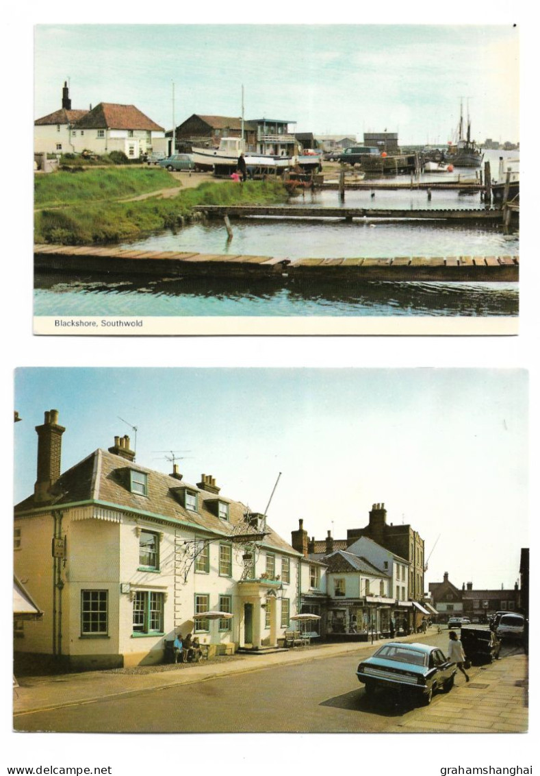 2 Postcards Lot UK Suffolk Southwold Blackshore & The Crown Hotel Unposted - Otros & Sin Clasificación
