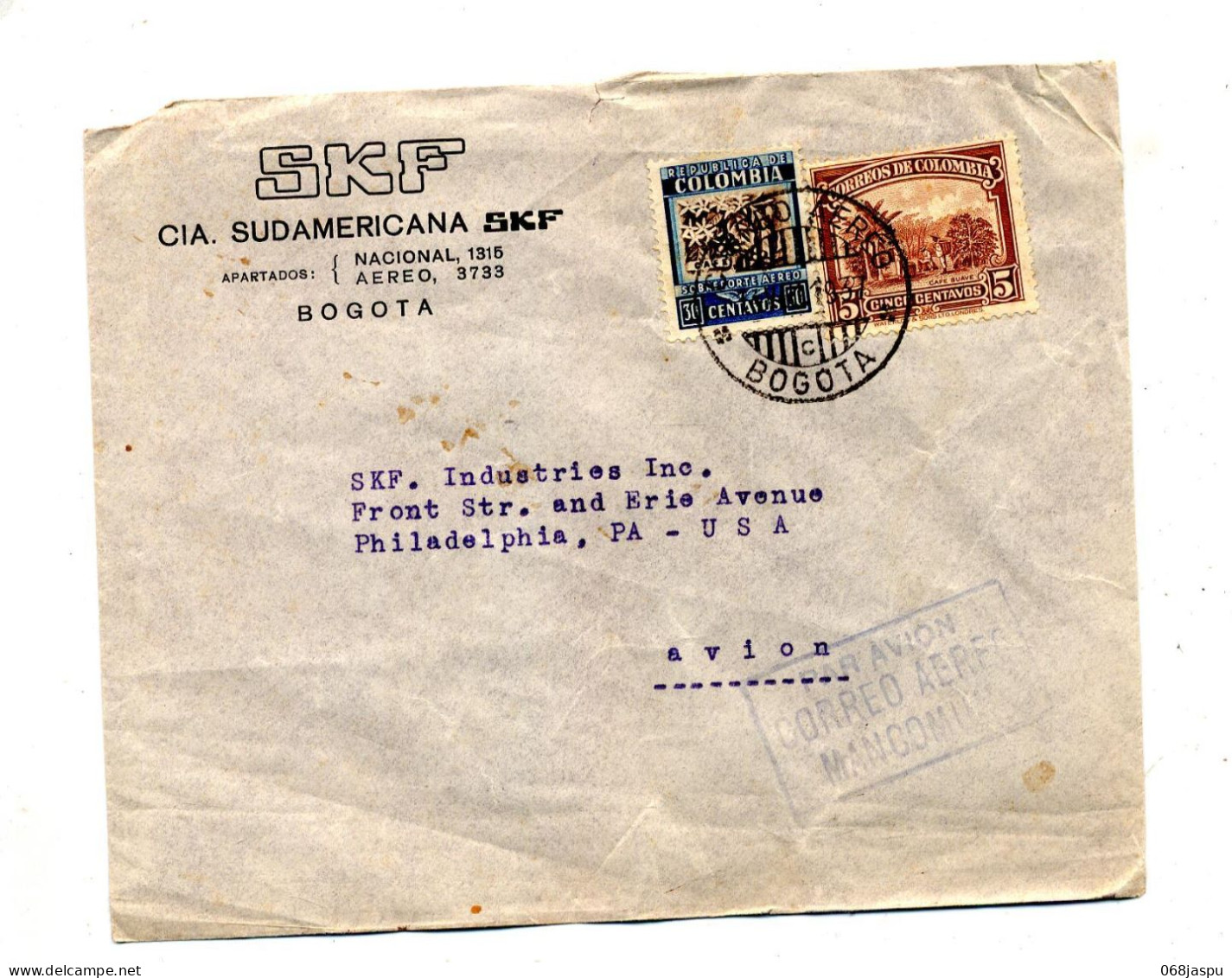 Lettre  Cachet Bogota Sur Café - Colombia