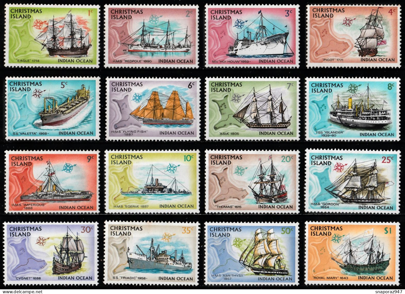 1972/73 Christmas Island Saling Ships MNH** Tr139 - Ships