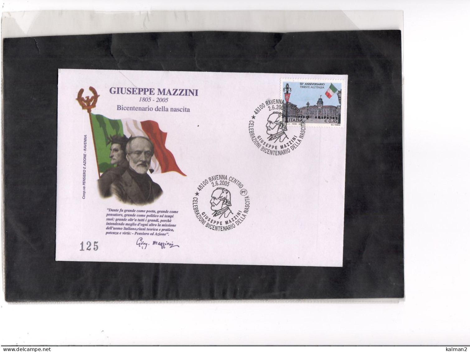 TEM20022 - RAVENNA 2.6.2005 / CELEBRAZIONI BICENTENARIO NASCITA GIUSEPPE MAZZINI - Otros & Sin Clasificación